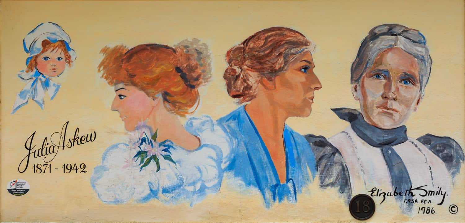 Portraits of women in historical attire.