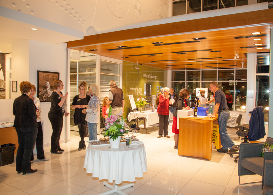 Society's Meet and Greet in the lobby of Island Savings Heritage Square location.